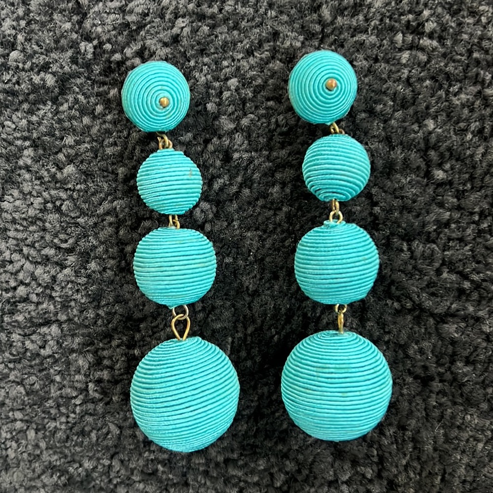 Blue Bubble Dangle Statement Earrings - image 2